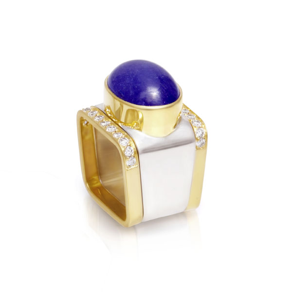 Tanzanite Square Ring 16 x 12mm with guard rings