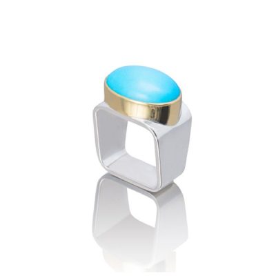 Turquoise Square Ring 16 x 12 mm